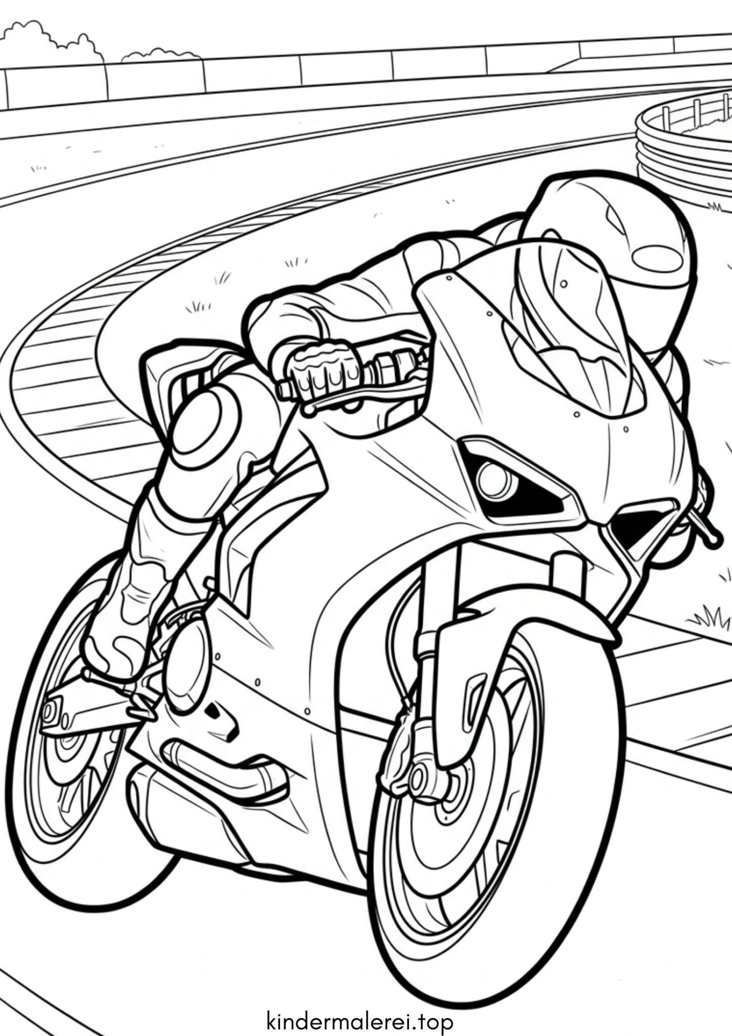 Ausmalbild zum Ausdrucken Rennmotorrad (Rennmaschine)