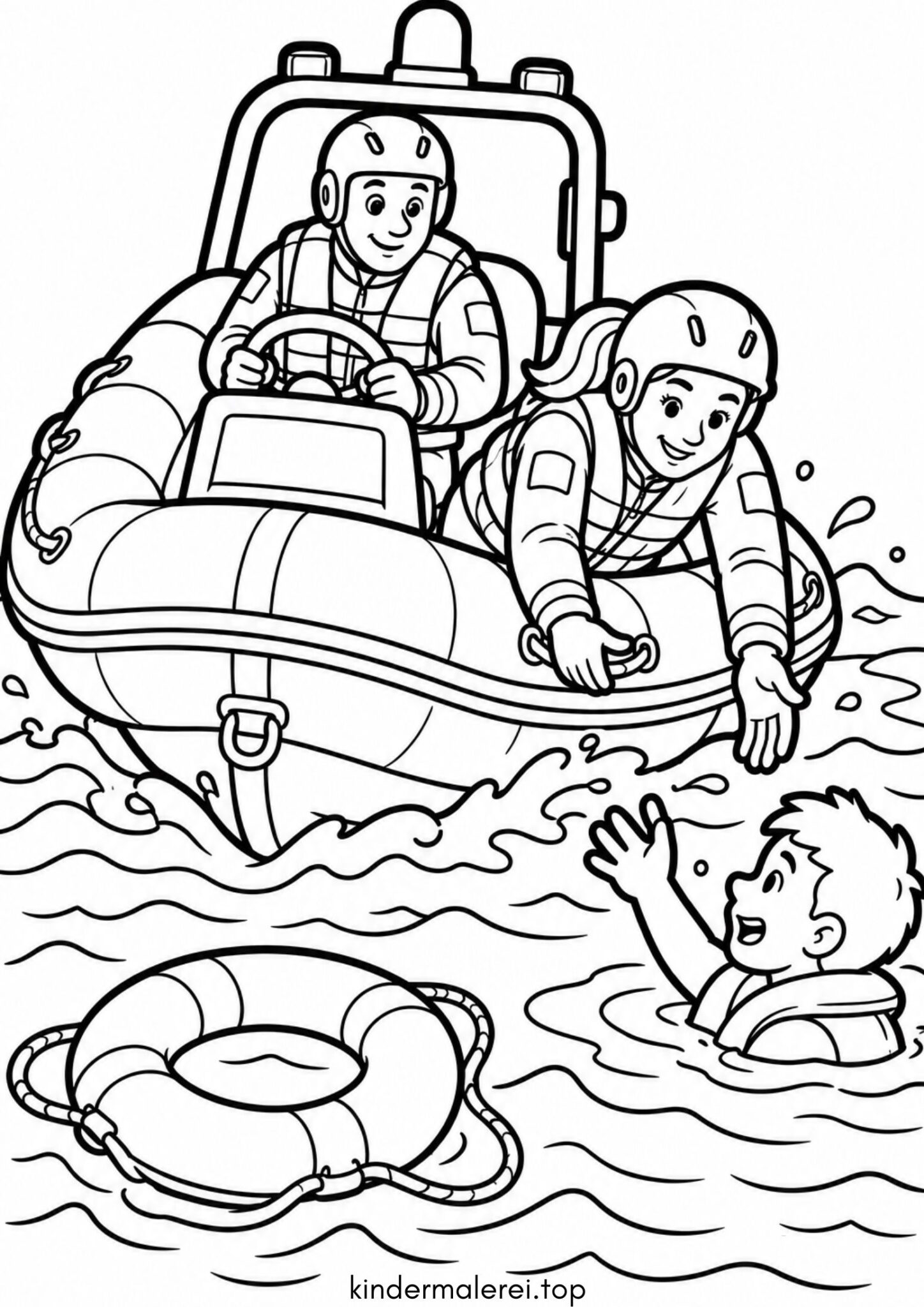 Ausmalbild zum Ausdrucken Rettungs-Schlauchboot