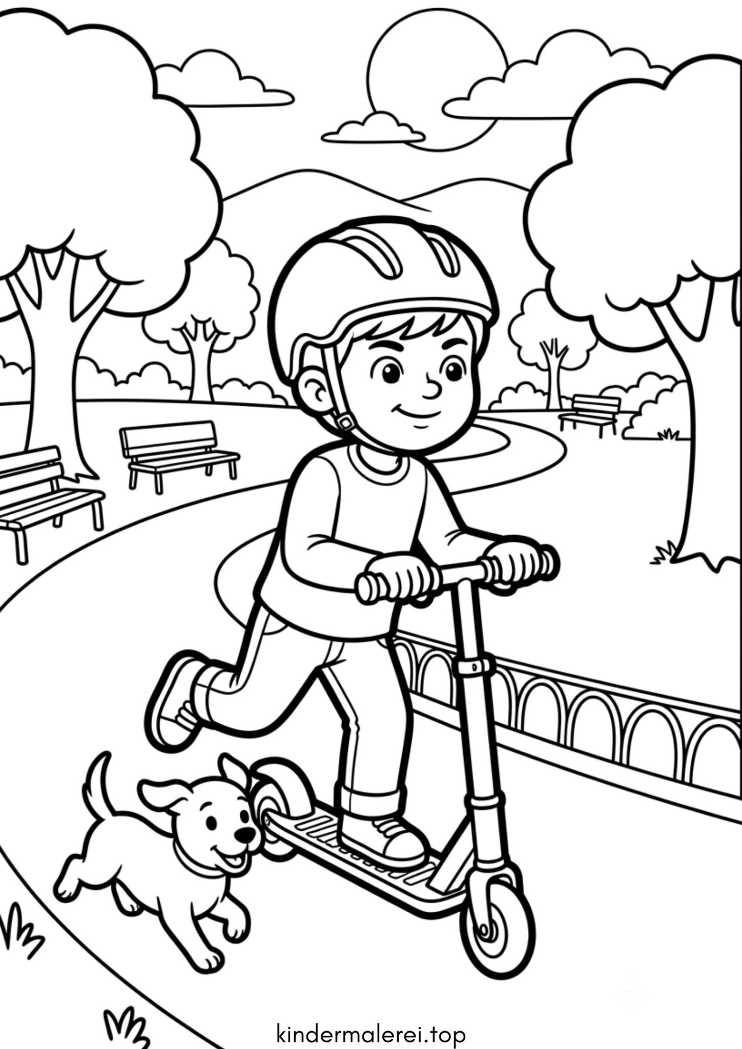 Ausmalbild zum Ausdrucken Roller (Tretroller)