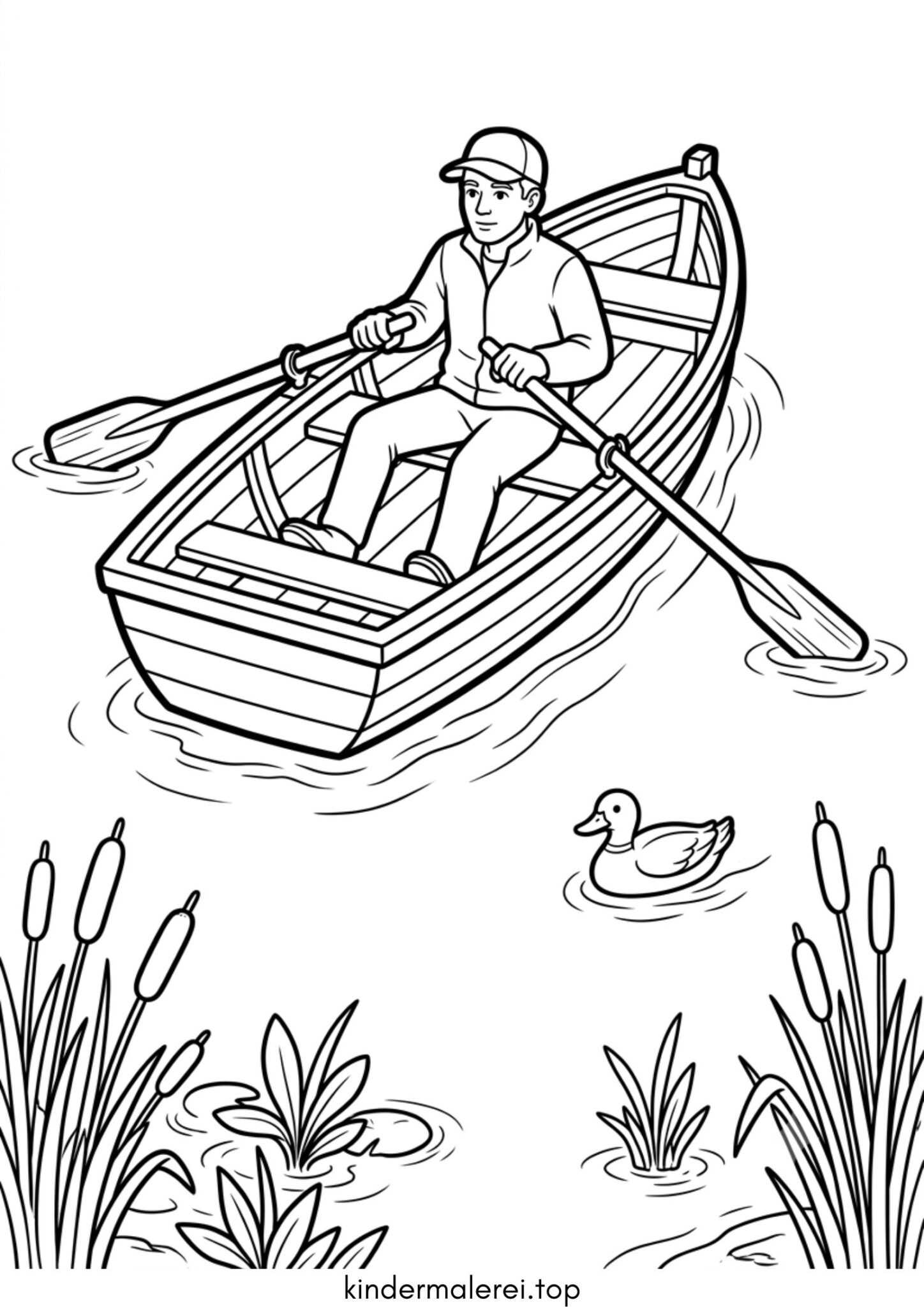 Ausmalbild zum Ausdrucken Ruderboot