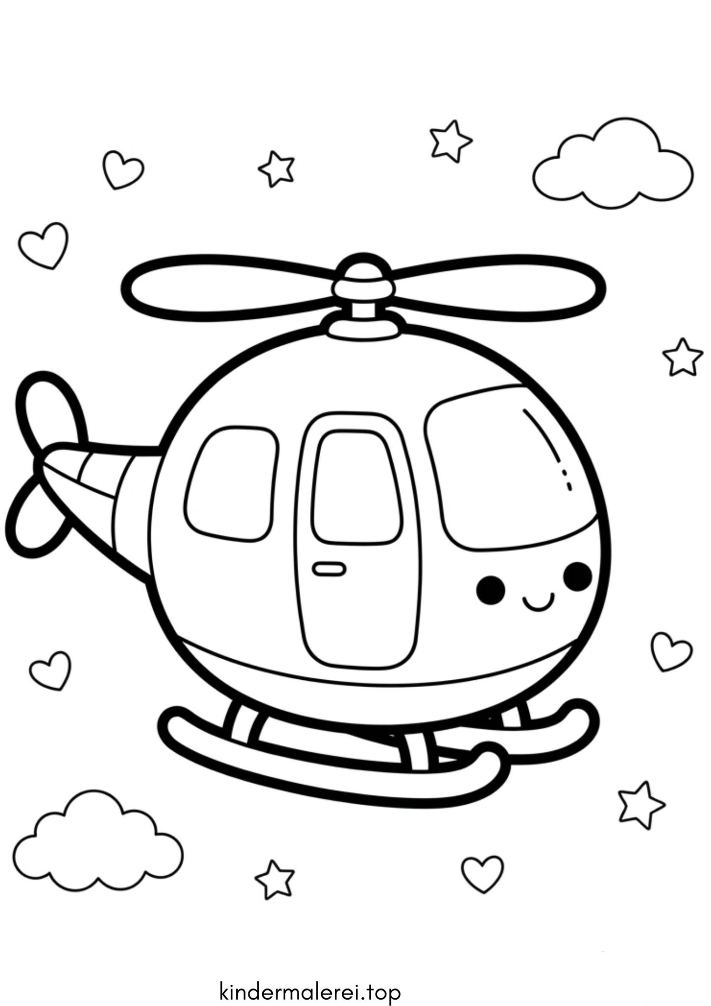 Ausmalbild zum Ausdrucken Süßer Hubschrauber