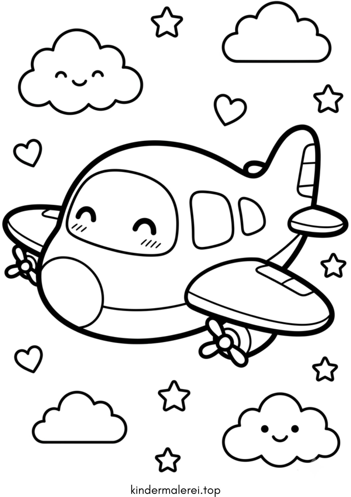 Ausmalbild zum Ausdrucken Süßes Flugzeug