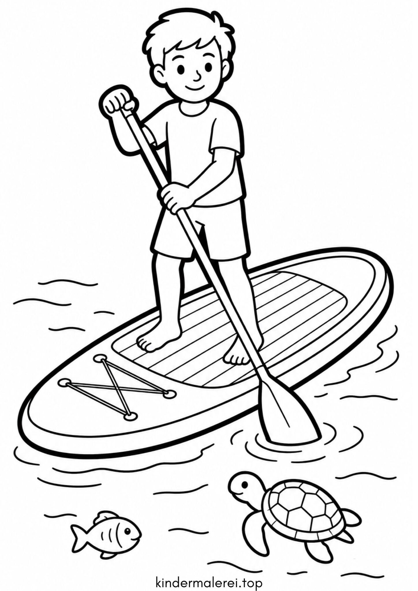 Ausmalbild zum Ausdrucken SUP-Board (Stand-up-Paddleboard)