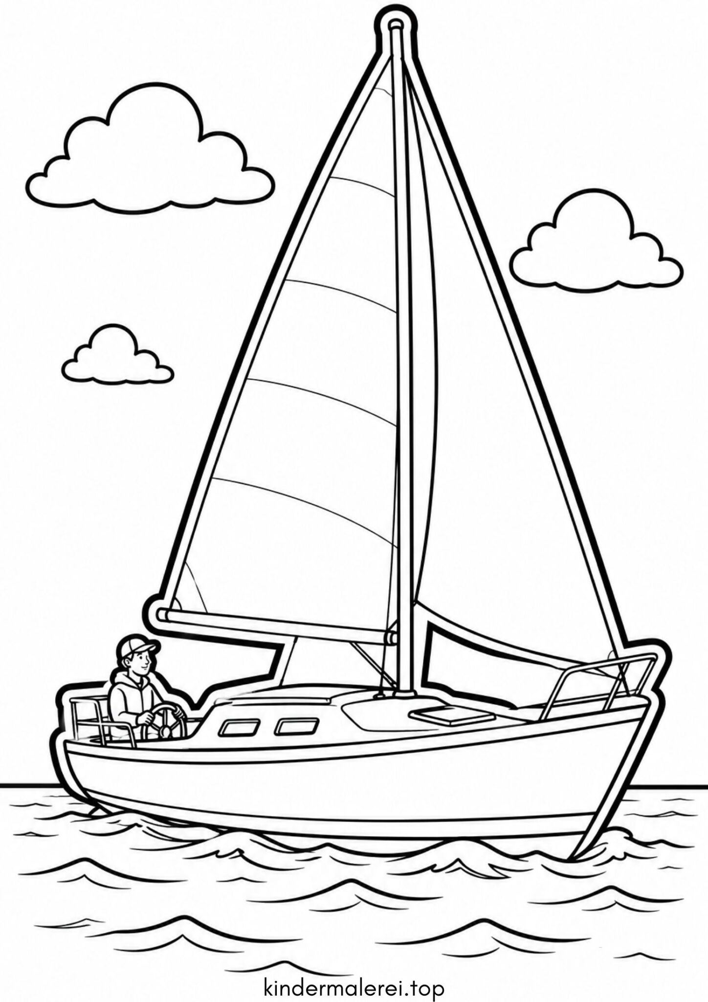 Ausmalbild zum Ausdrucken Segelboot