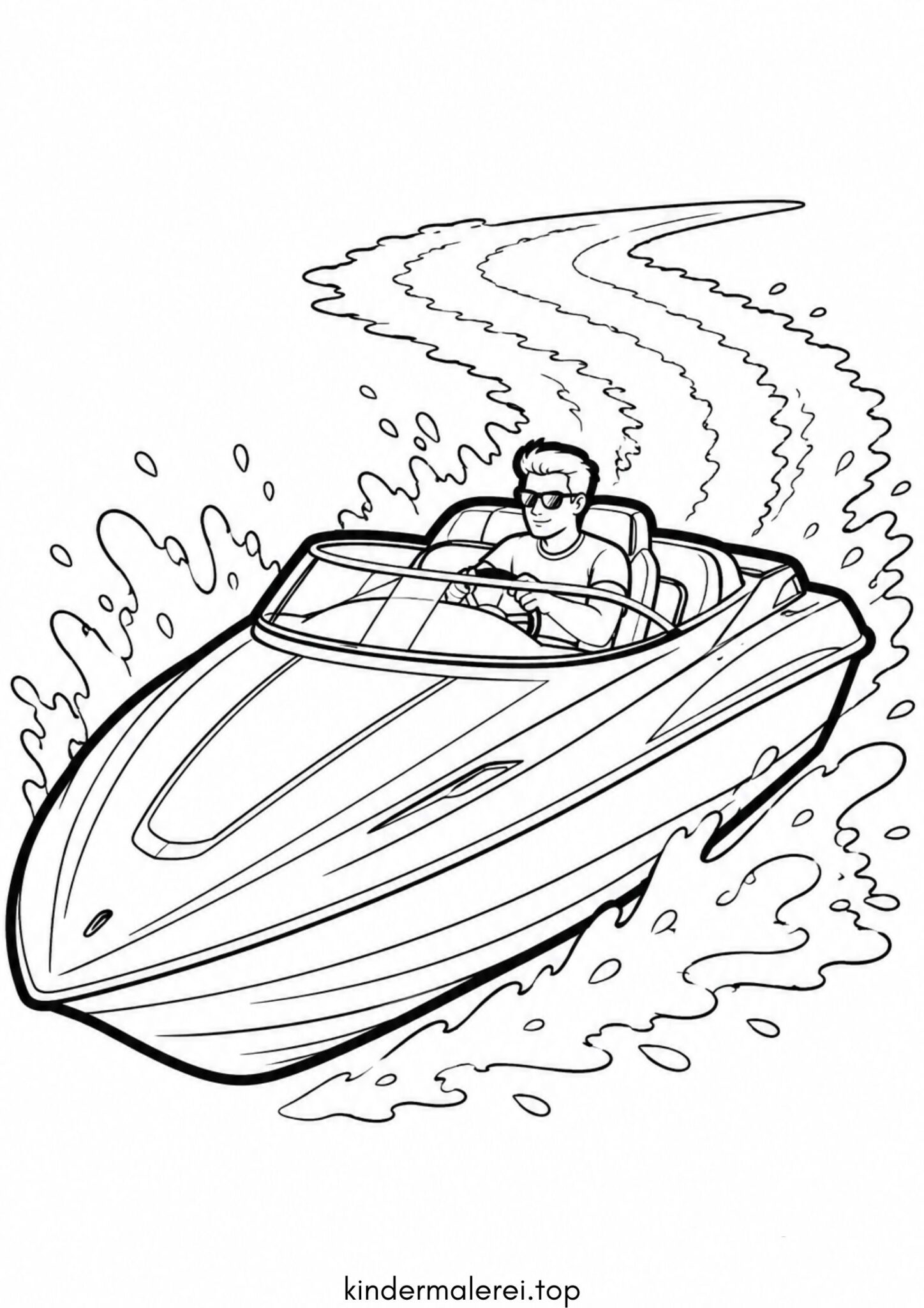 Ausmalbild zum Ausdrucken Speedboot (Schnittiges Motorboot)