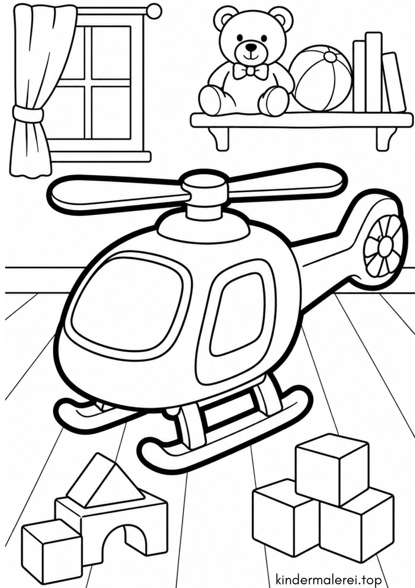 Ausmalbild zum Ausdrucken Spielzeughubschrauber