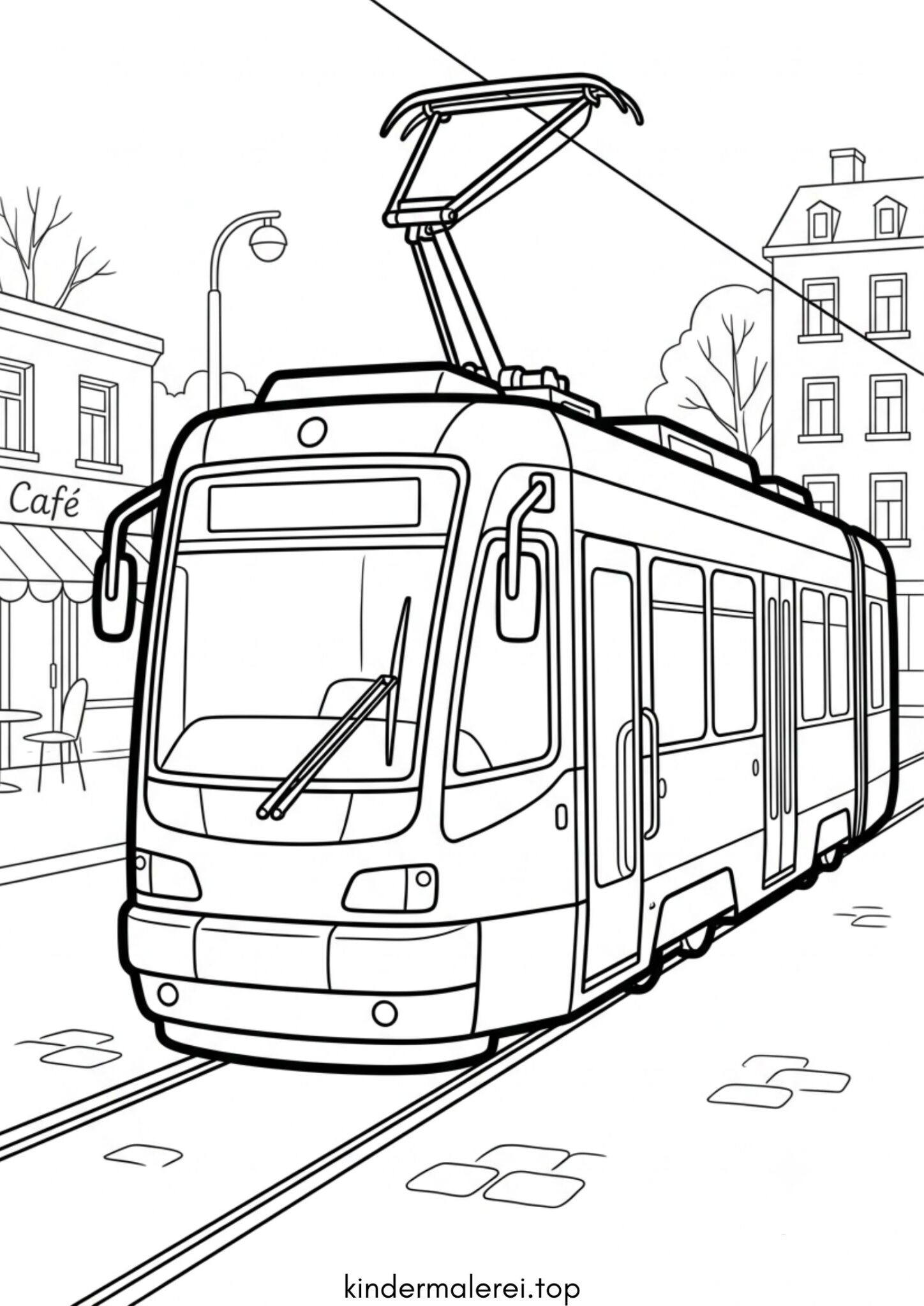 Ausmalbild zum Ausdrucken Straßenbahn (Tram)