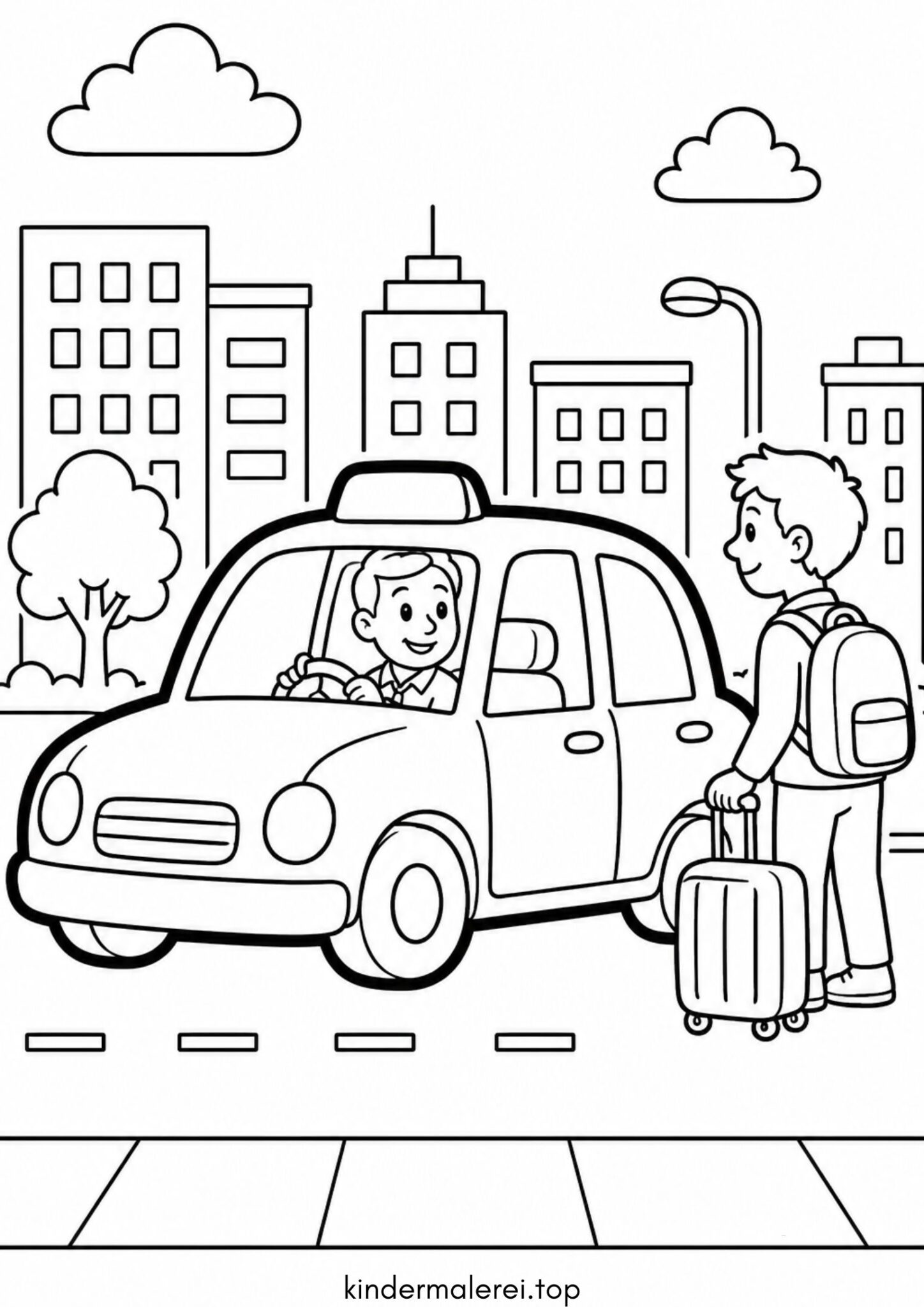 Ausmalbild zum Ausdrucken Taxi