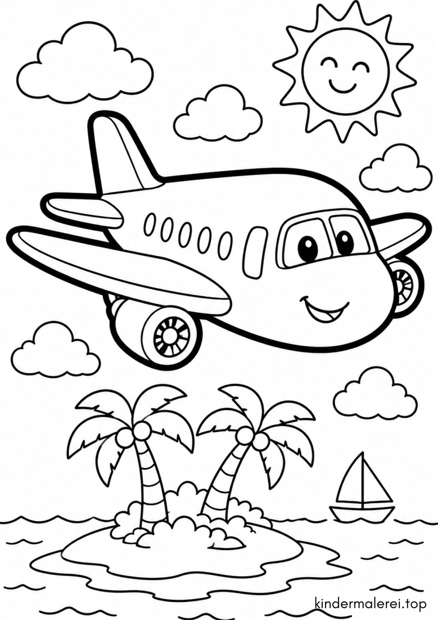 Ausmalbild zum Ausdrucken Urlaubsflieger