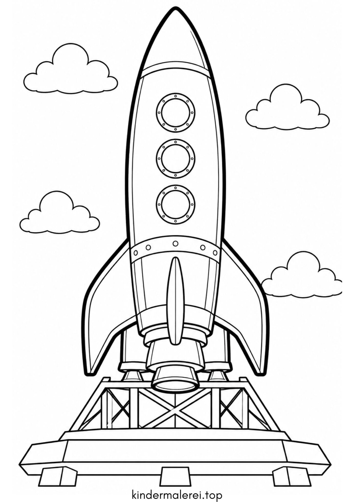 Ausmalbild zum Ausdrucken Weltraumrakete